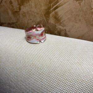 Art Deco Chic Pink and Gold Swirl Ring